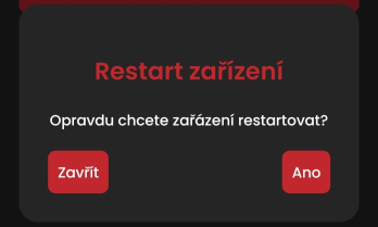 Ujišťující dialog pro restart zařízení