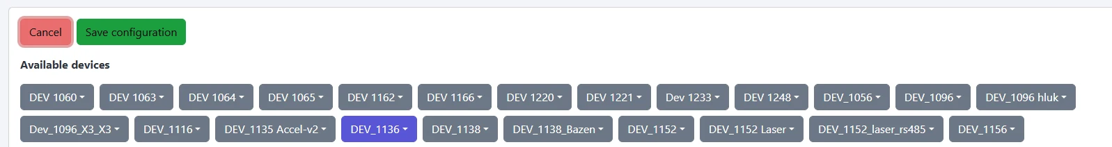 Screenshot: Available devices list and data series dropdowns