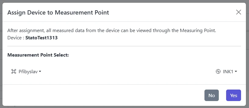Assign device to MP dialog