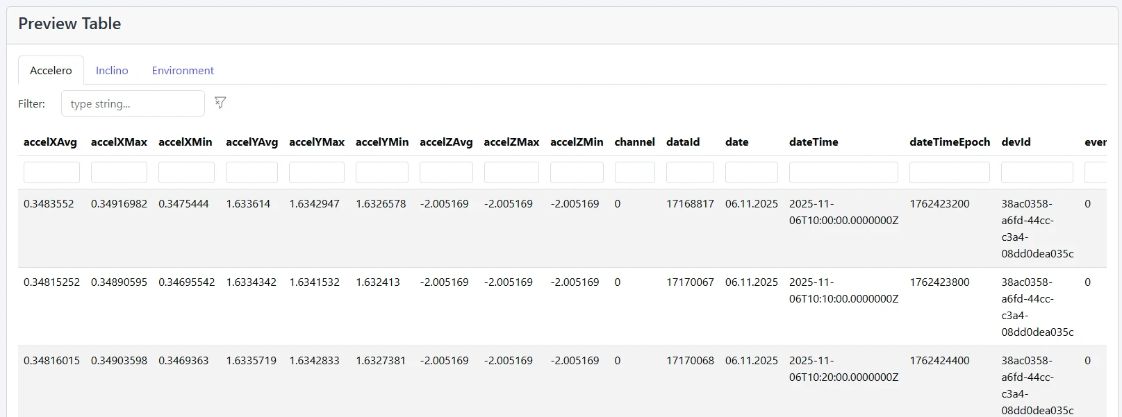 Screenshot: Preview with tabs and tables