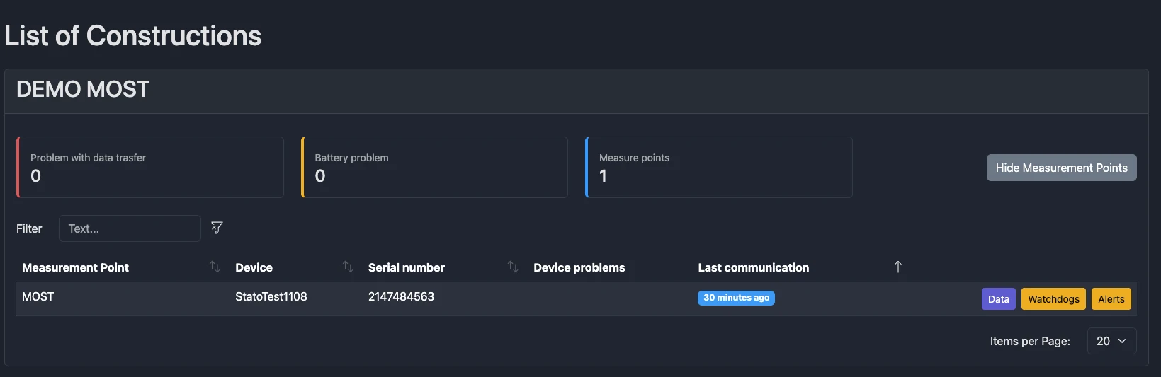 Screenshot: Notifications landing page with Construction cards