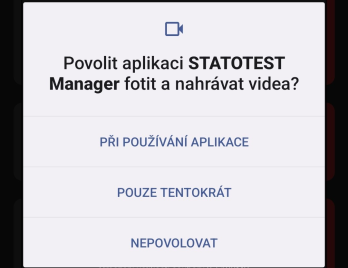 Požadavek o přístupová práva k fotoaparátu