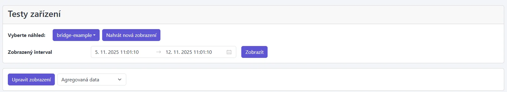 Snímek obrazovky: Výběr intervalu s tlačítkem Zobrazit