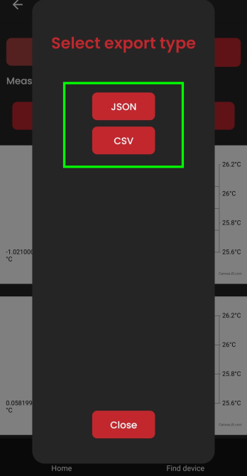 Dialog for selecting export type