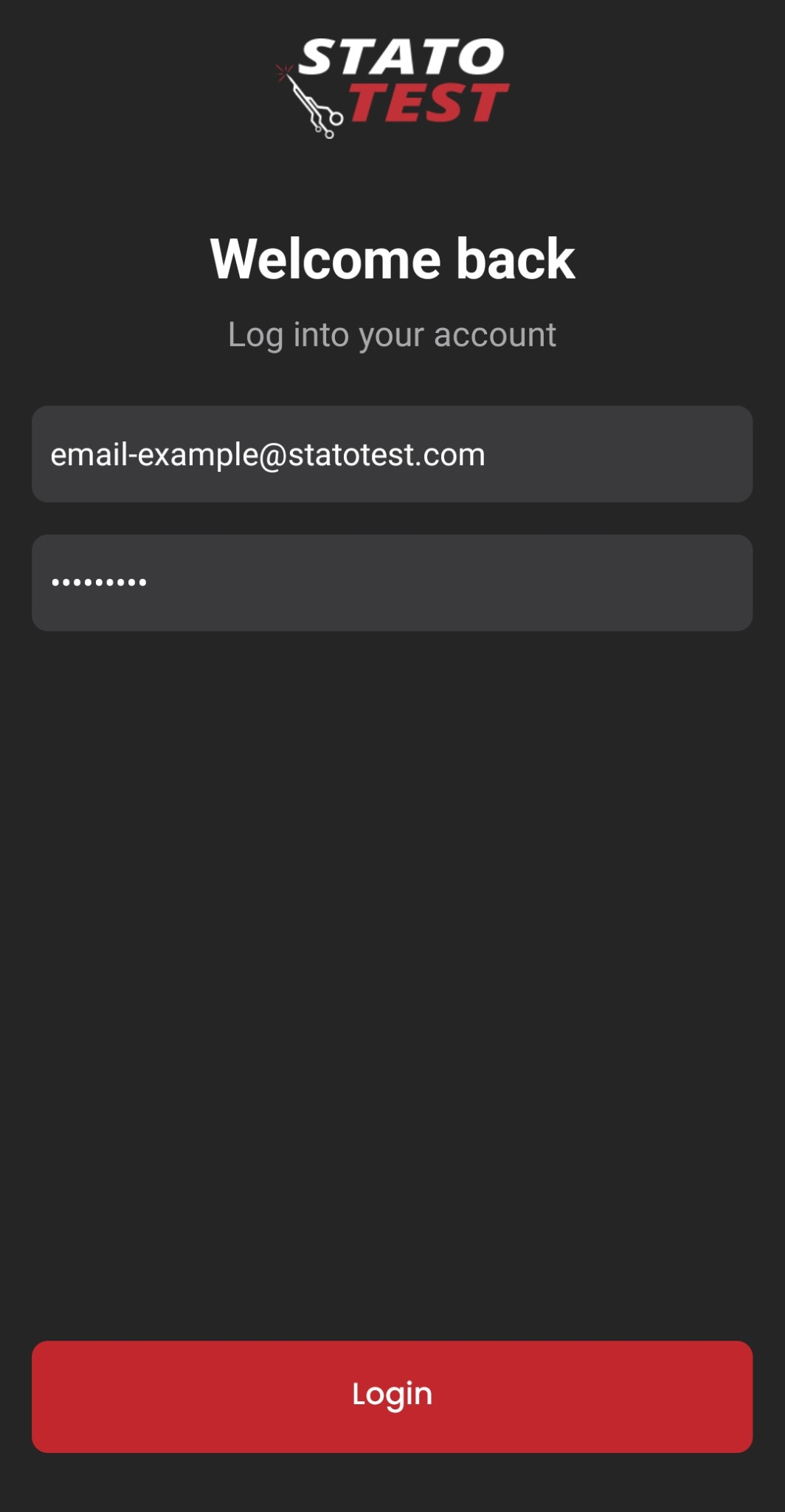 Login screen from Statotest Manager application