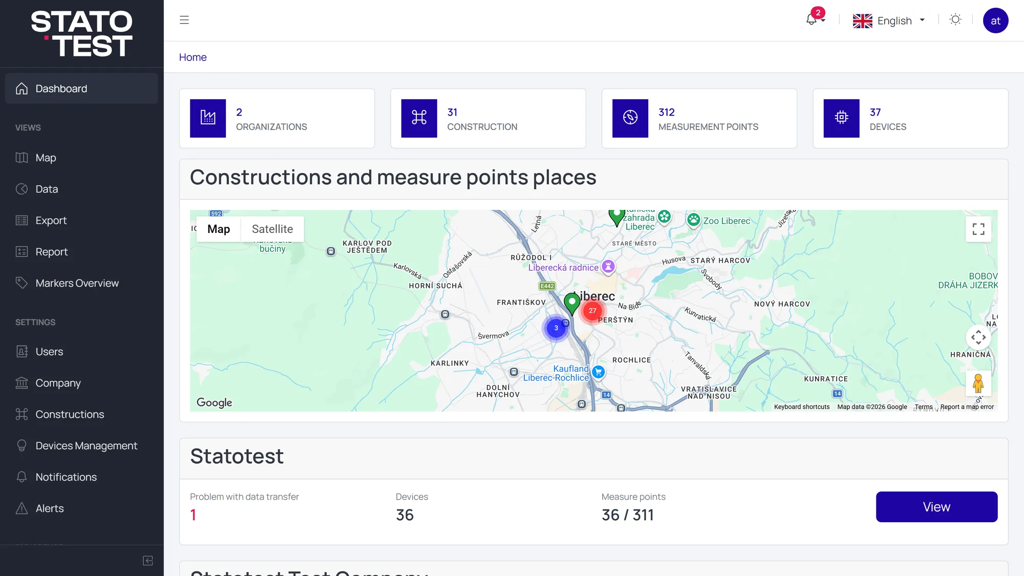 Web portal dashboard